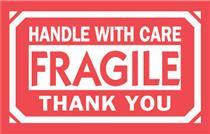 #DL1250 3 x 5&quot; Fragile Handle with Care Thank You Label