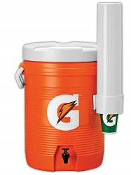 Beverage Cooler With Cup
Dispenser, 10 Gal, 
Orange/white