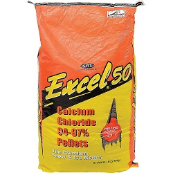 Excel 50 Ice Melter, Calcium 
Chloride Pellets, 50#/Bag
48/Bags/Pallet