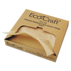 Ecocraft Grease-Resistant
Paper Wraps And Liners,
Natural, 12 X 12, 1000/box, 5
Boxes/carton
