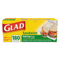 Fold-Top Sandwich Bags, 6.5&quot; X
5.5&quot;, Clear, 180/box, 12
Boxes/carton
