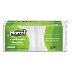 100% Recycled Lunch Napkins,
1-Ply, 11.4 X 12.5, White,
400/pack