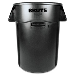 Brute Vented Trash Receptacle, Round, 44 Gal, Black