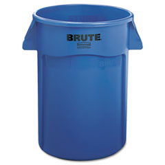 Brute Vented Trash Receptacle, Round, 44 Gal, Blue