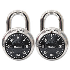 Combination Lock, Stainless
Steel, 1 7/8&quot; Wide, Black
Dial, 2/pack