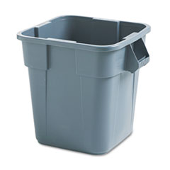 Brute Container, Square, Polyethylene, 28 Gal, Gray